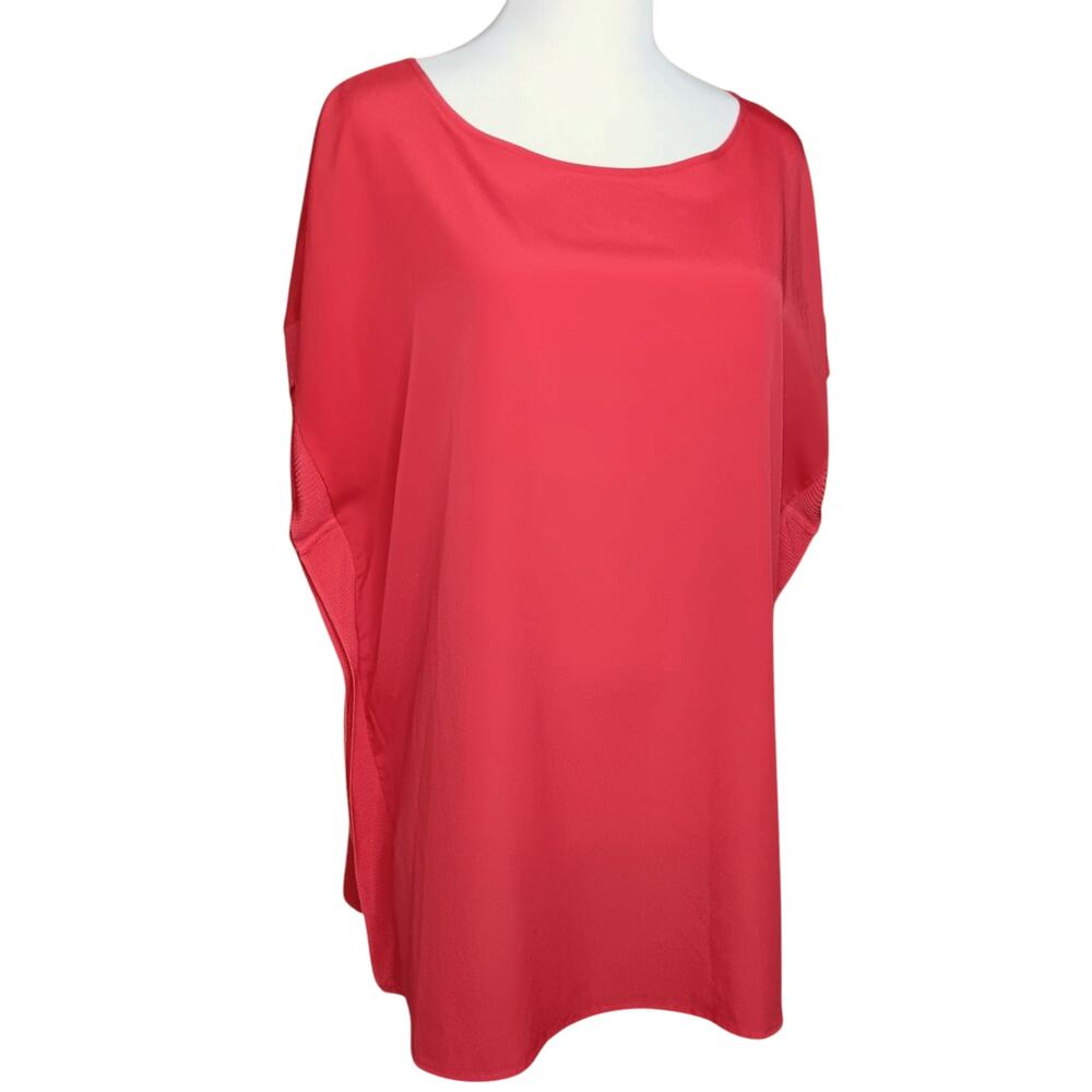 MICHAEL KORS Blouse Tunic Top LG‎ Kimono Sleeves Bright Coral Career Work Event